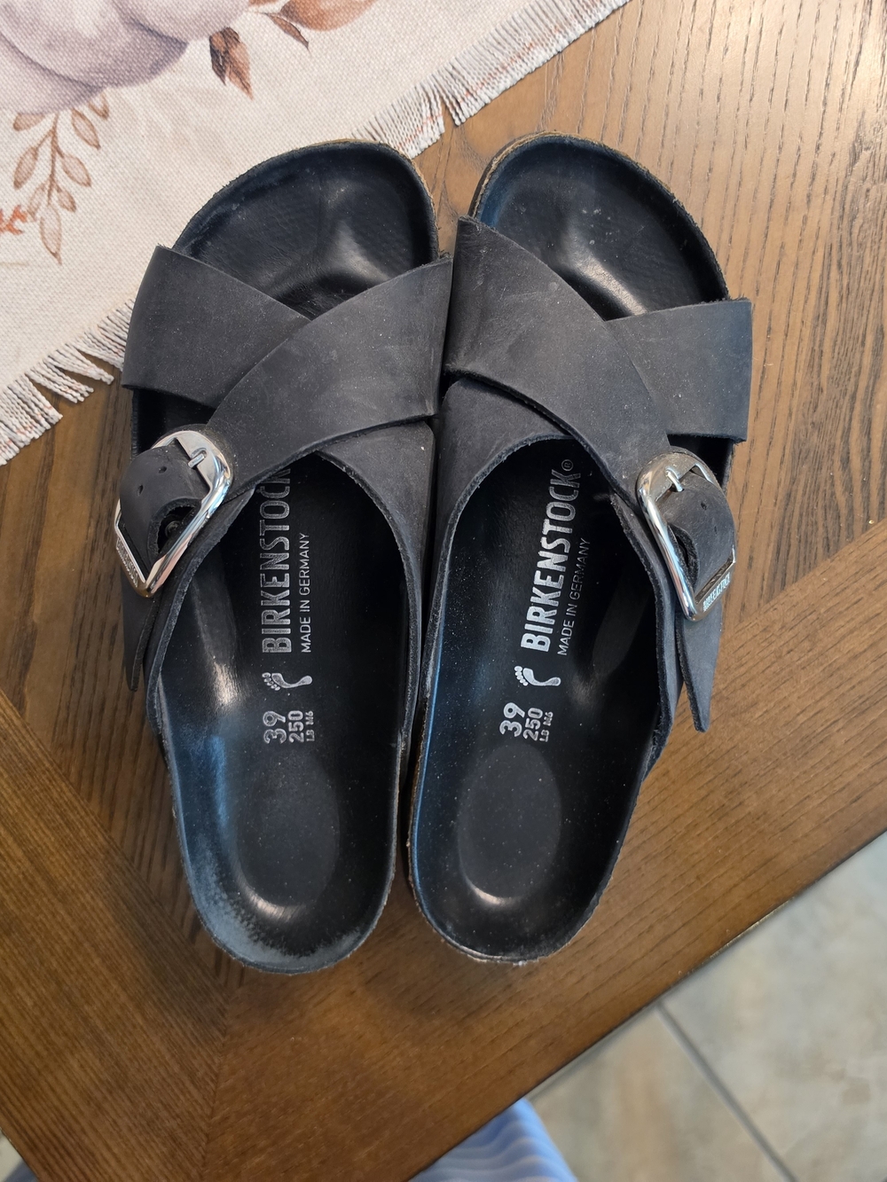 Birkenstock Black Cross-Strap Slide Sandals